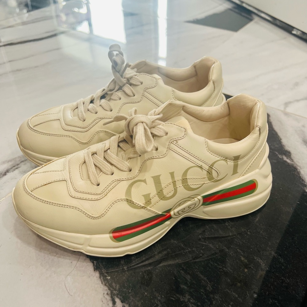 Gucci woman’s Rython Vintage logo leather sneakers 38.5 SOLD